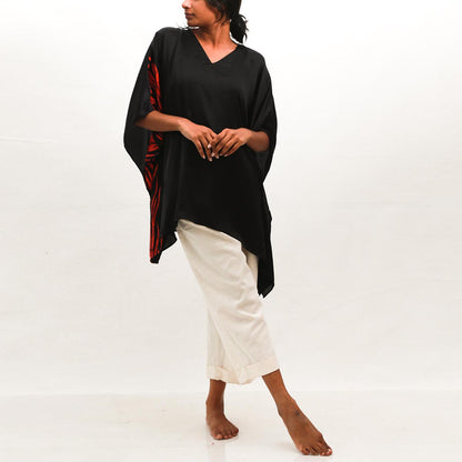 Black Floral Batik Top