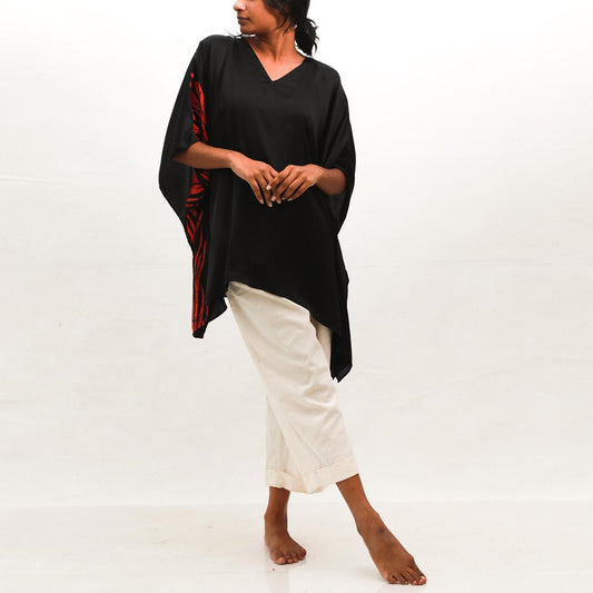 Black Floral Batik Top