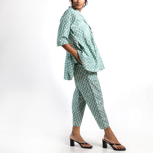 Turquoise Block Printed Co-ord Set