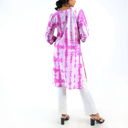 Magenta Magic Tie-Dye Kurtha