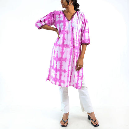 Magenta Magic Tie-Dye Kurtha