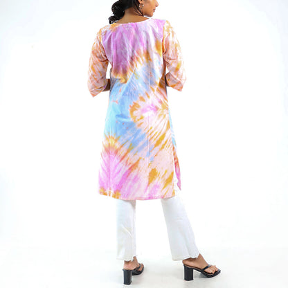 Pastel Serenity Tie-Dye Kurtha