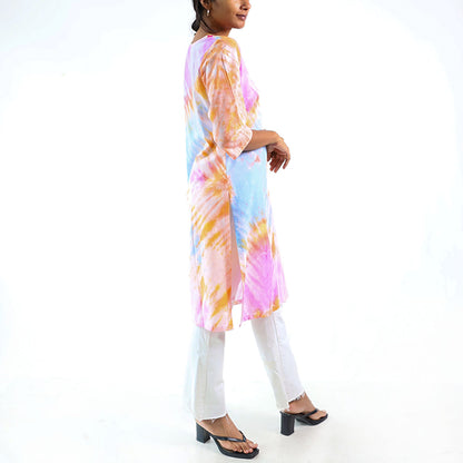 Pastel Serenity Tie-Dye Kurtha