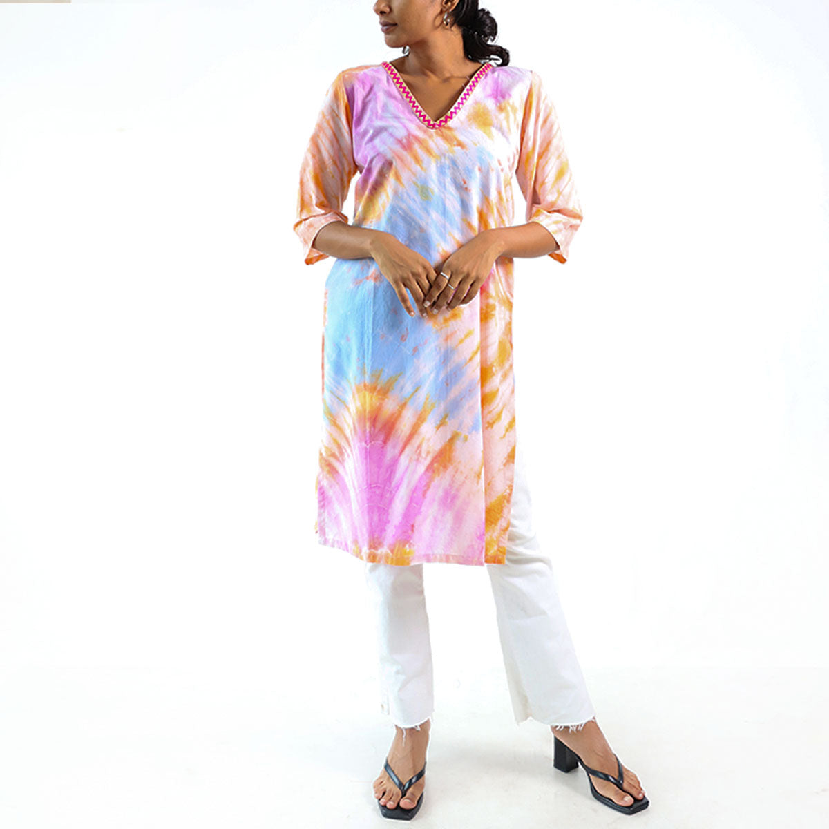 Pastel Serenity Tie-Dye Kurtha