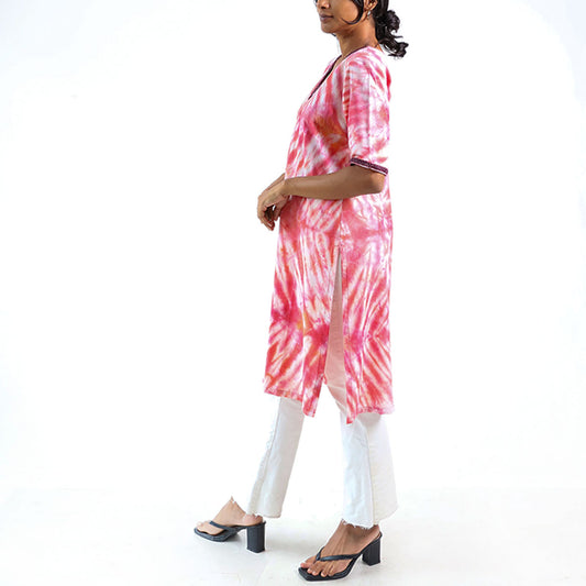 Cherry Blossom Tie-Dye Kurtha