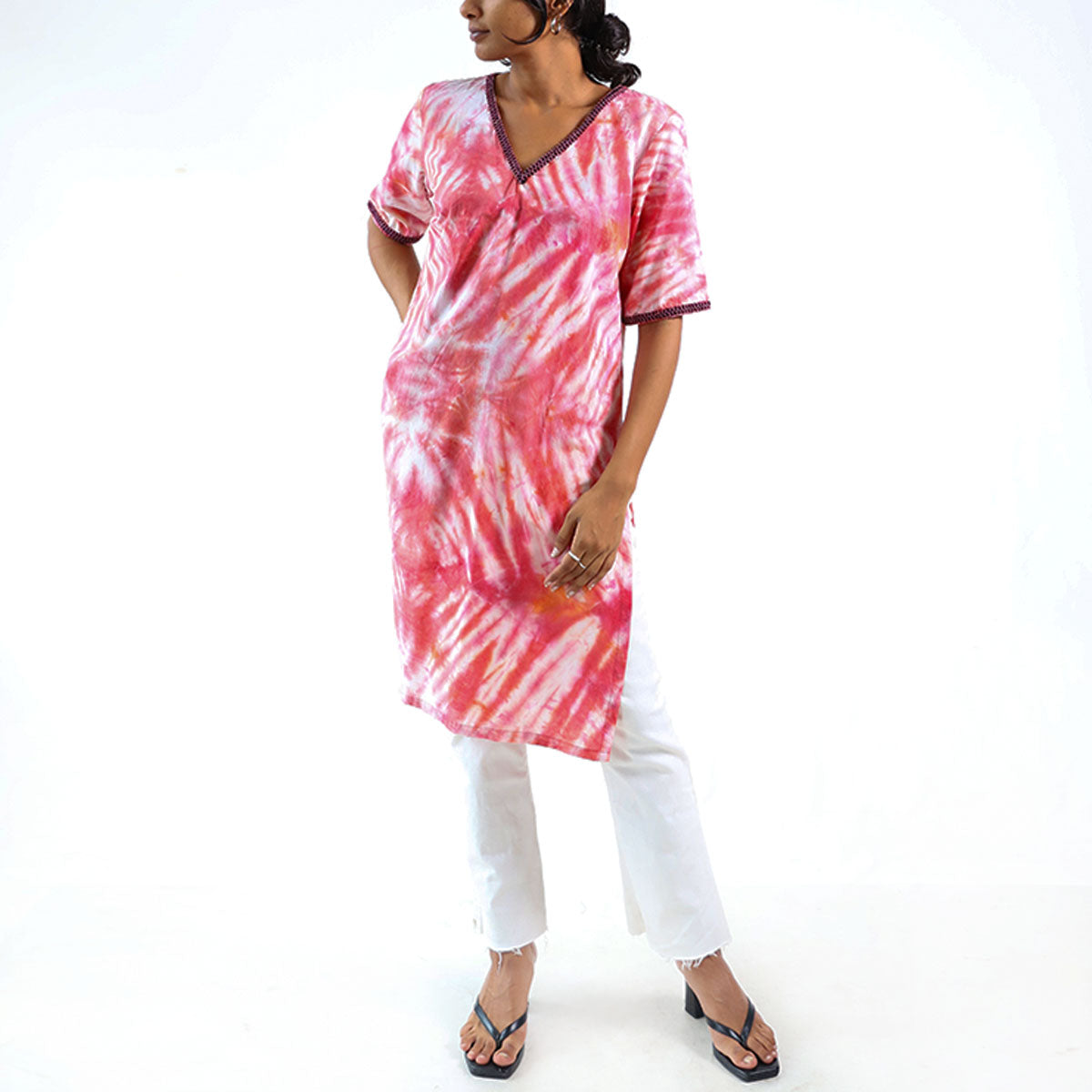 Cherry Blossom Tie-Dye Kurtha