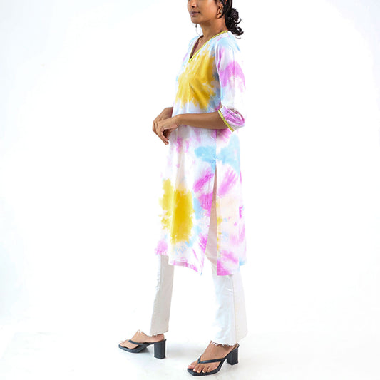 Pastel Whimsy Tie-Dye Kurtha