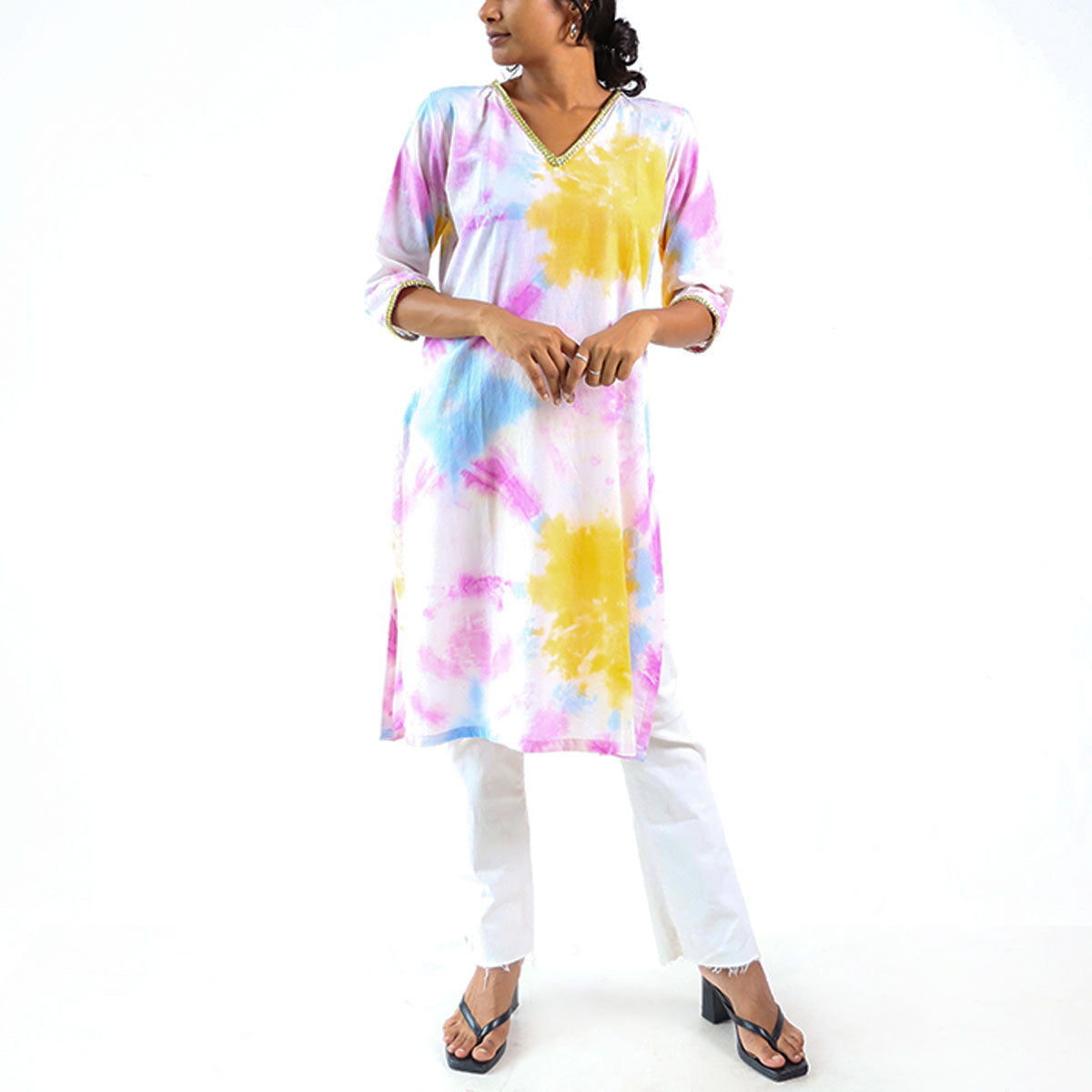 Pastel Whimsy Tie-Dye Kurtha