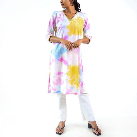 Pastel Whimsy Tie-Dye Kurtha