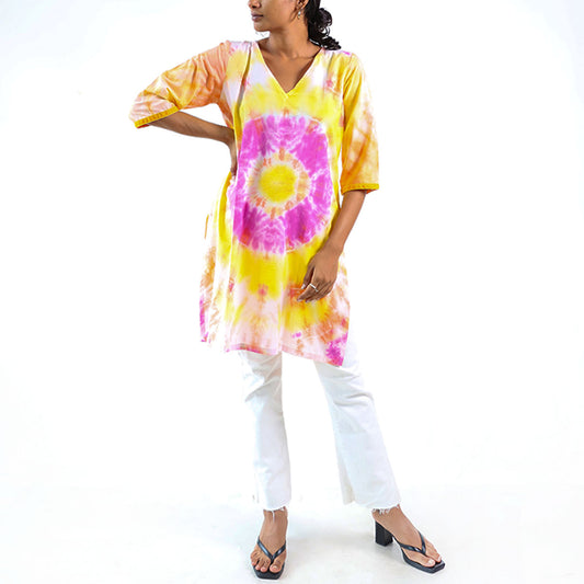 Golden Sunset Tie-Dye Kurtha
