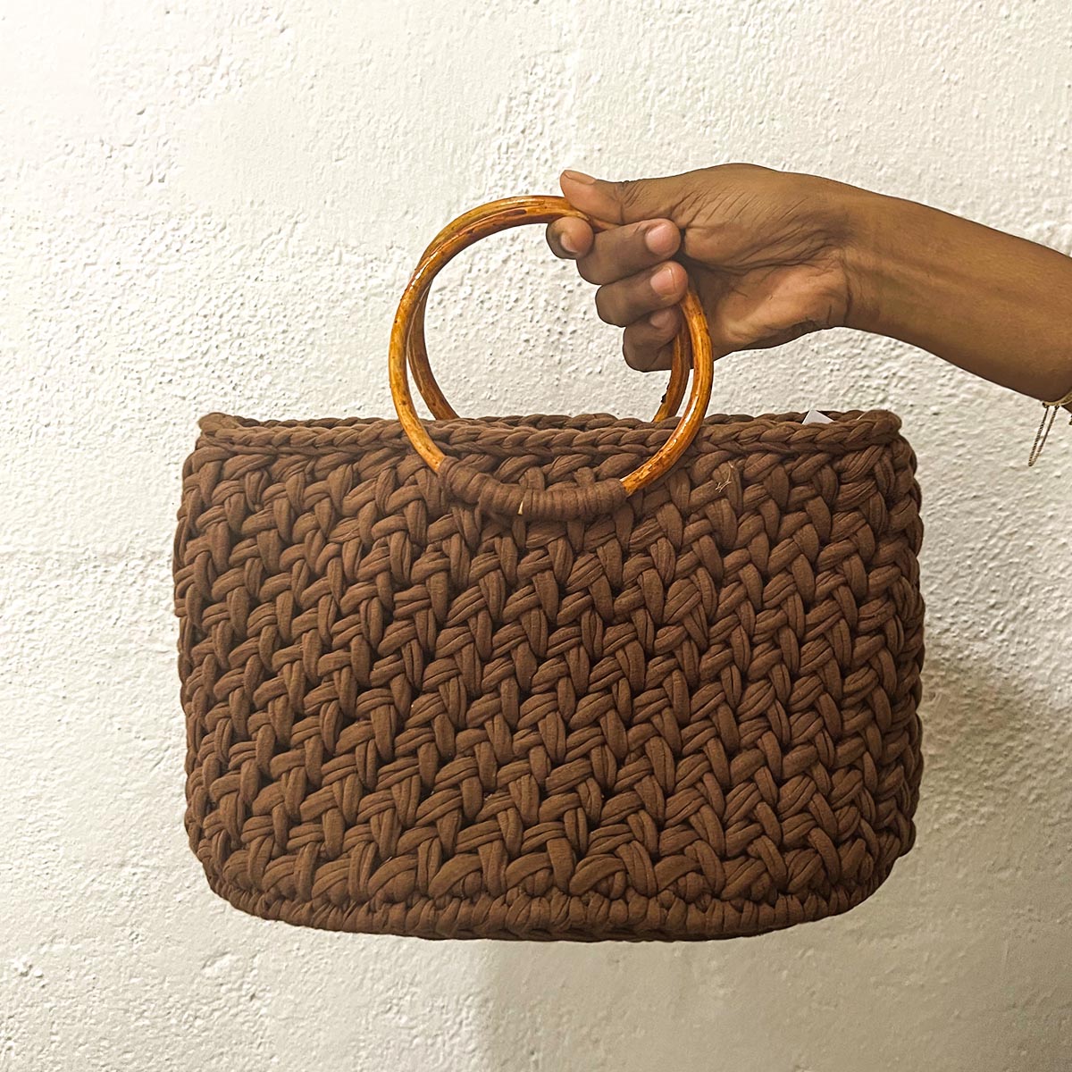 Bear Brown Crochet Handbag
