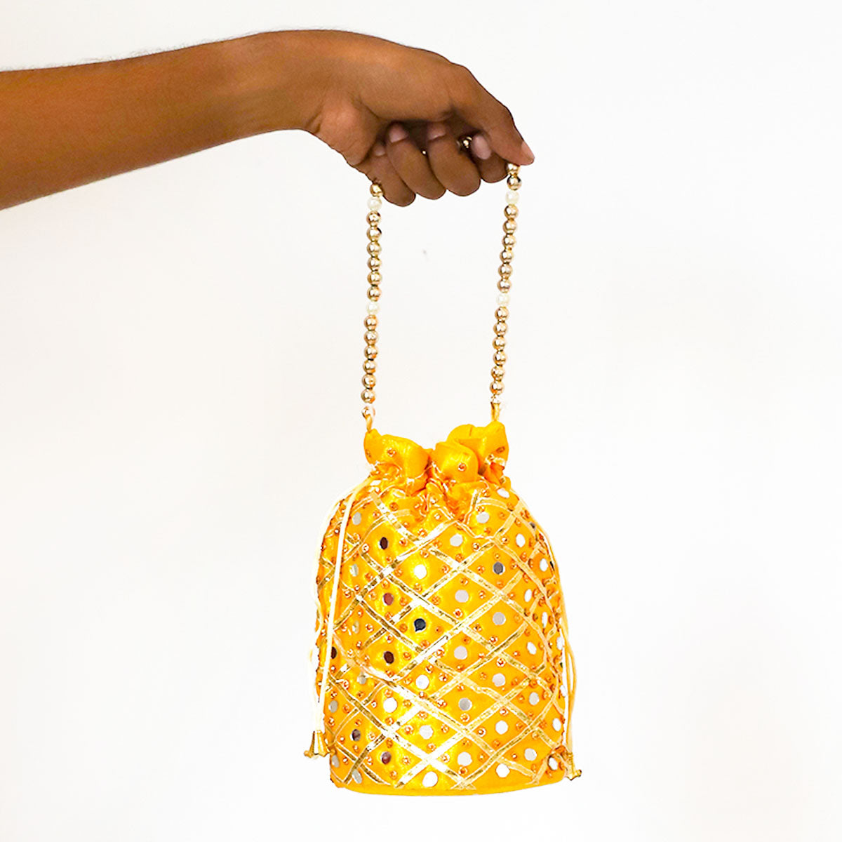 Mustard Yellow Embroided Polti Bag