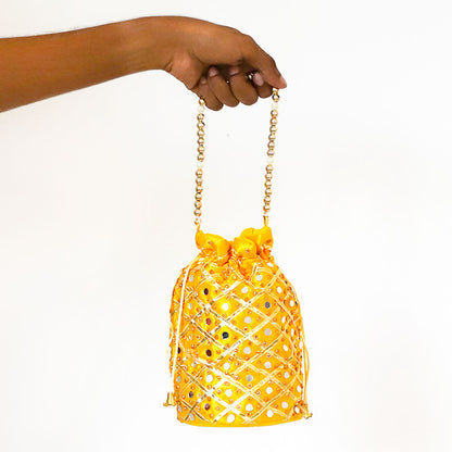 Mustard Yellow Embroided Polti Bag
