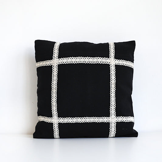 Midnight Beeralu Lace Cushion Cover