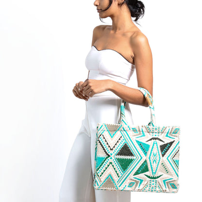 Emerald Handloom Book Tote