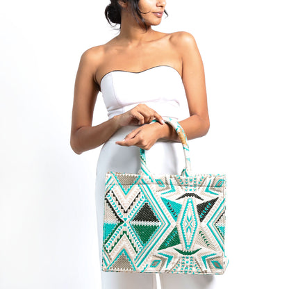 Emerald Handloom Book Tote