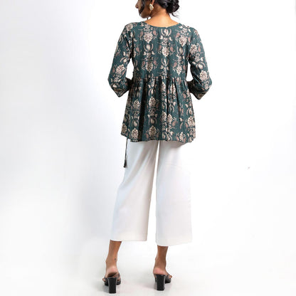 Emerald Motif Wrap Top