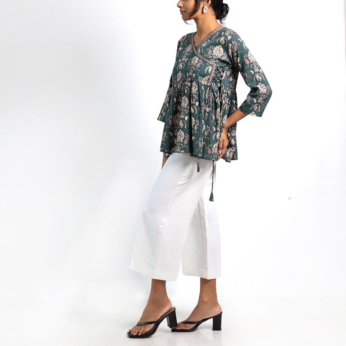 Emerald Motif Wrap Top