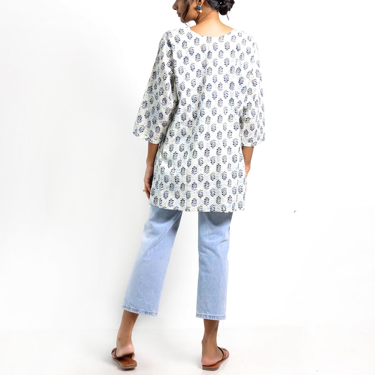 Carbon Indigo Block Printed Top