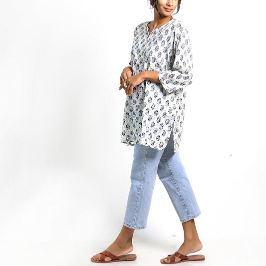 Carbon Indigo Block Printed Top
