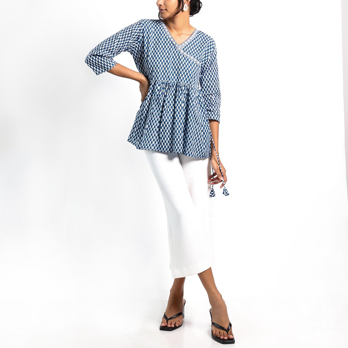 Topaz Motif Wrap Top