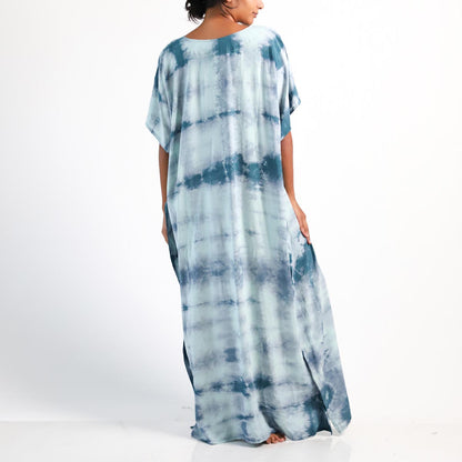 Azure Tie-Dye Batik Kaftan