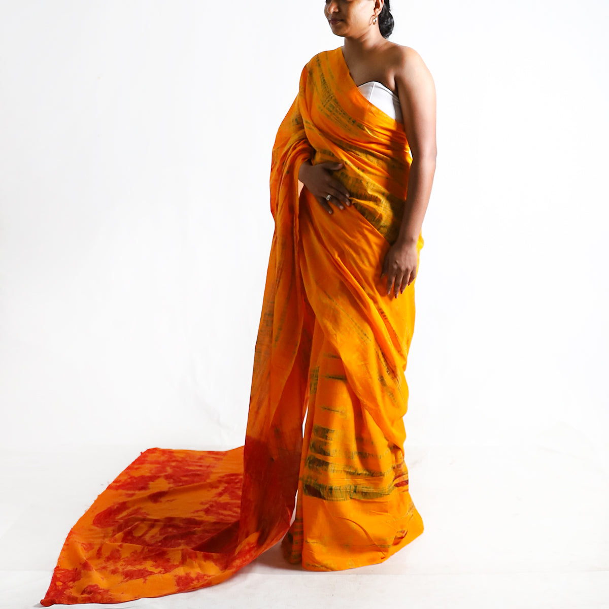 Tangerine Tie Dye Saree