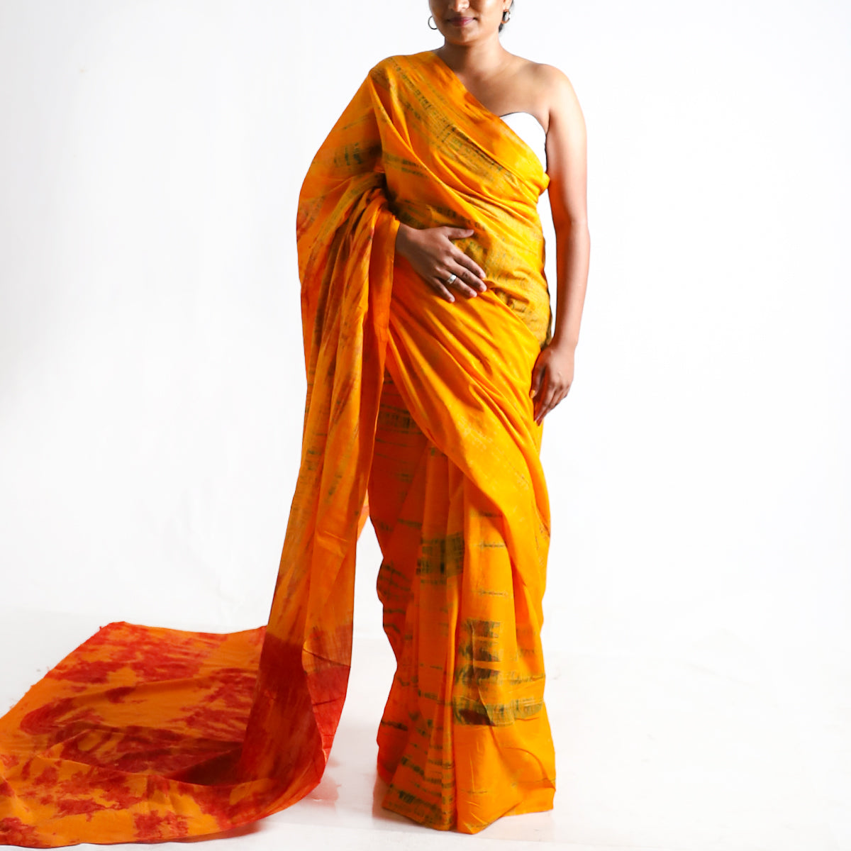 Tangerine Tie Dye Saree