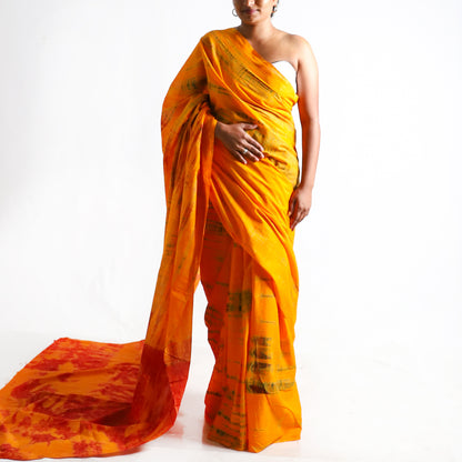 Tangerine Tie Dye Saree