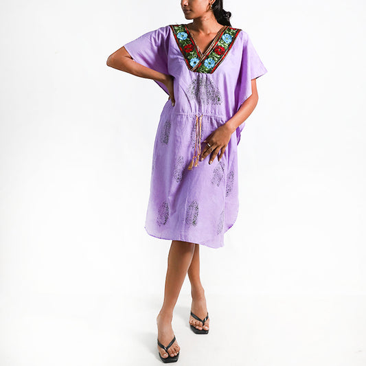 Lilac Block Print Kaftan