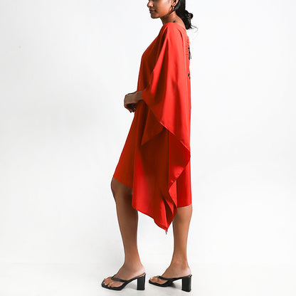 Crimson One Sided Poncho Top