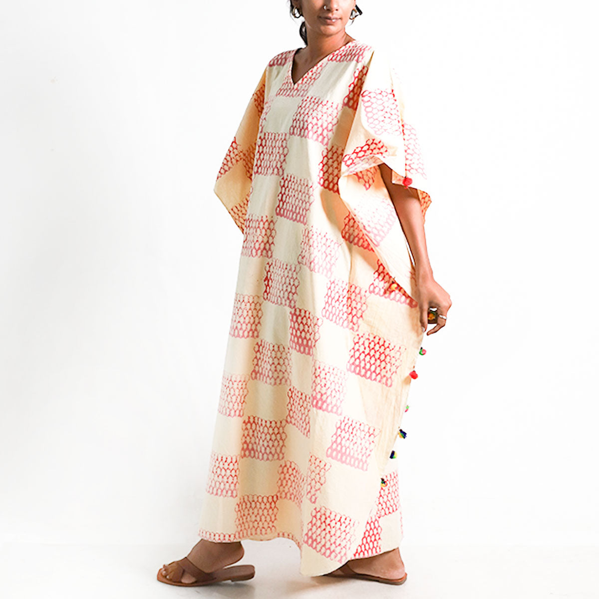 Checked Block Print Kaftan