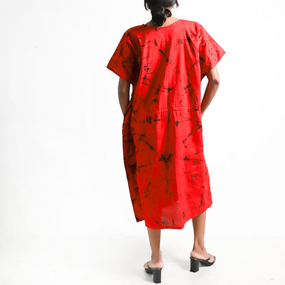 Red Araliya Batik Kaftan