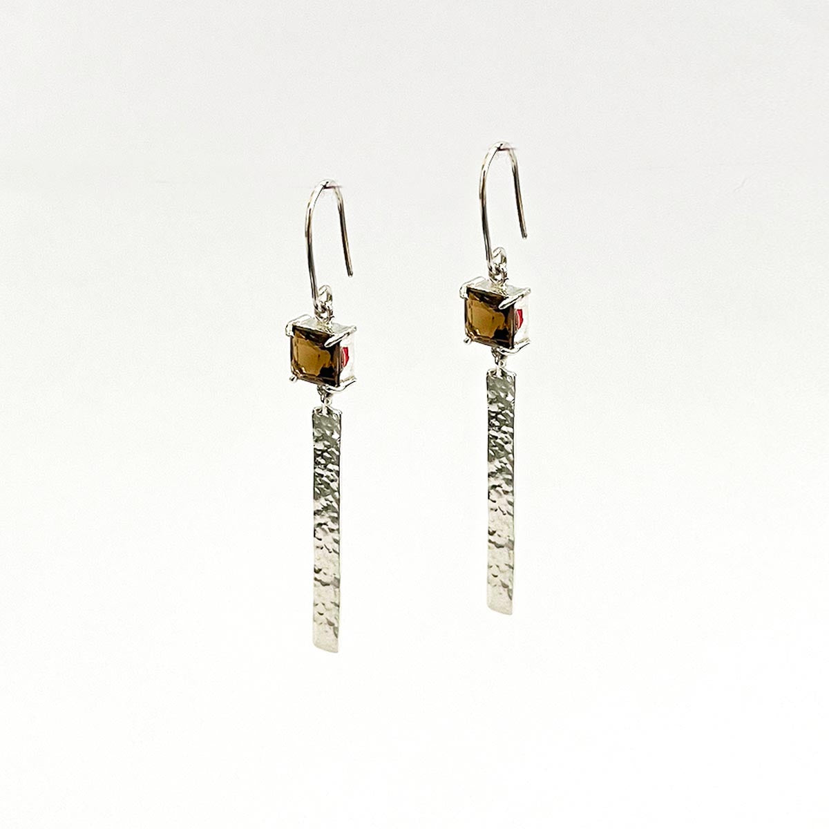 Handmade Sterling Silver Earrings with Natural Smokey Quartz