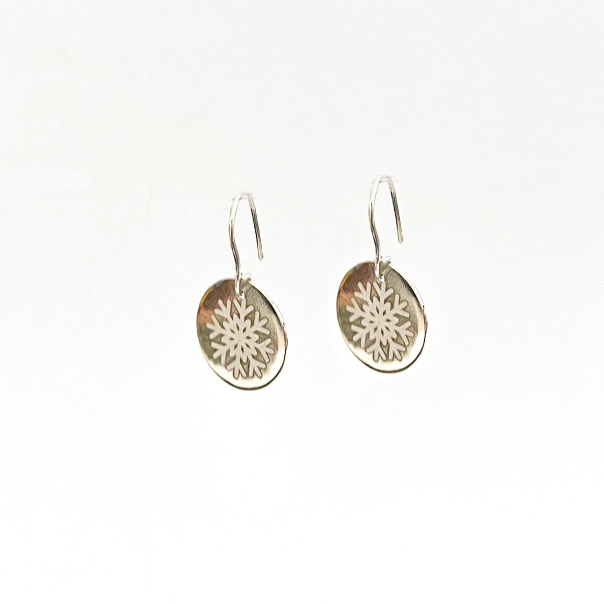 Snowflake Engraved Sterling Silver Earrings