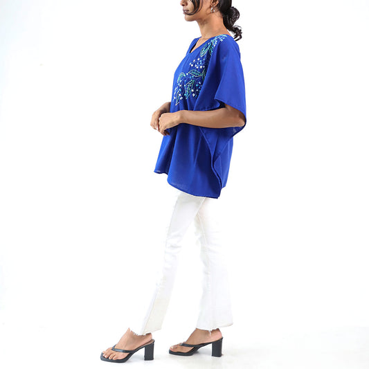 Sapphire Petals Embroidered Top