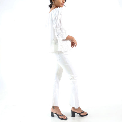 Pure Petals Embroidered Top