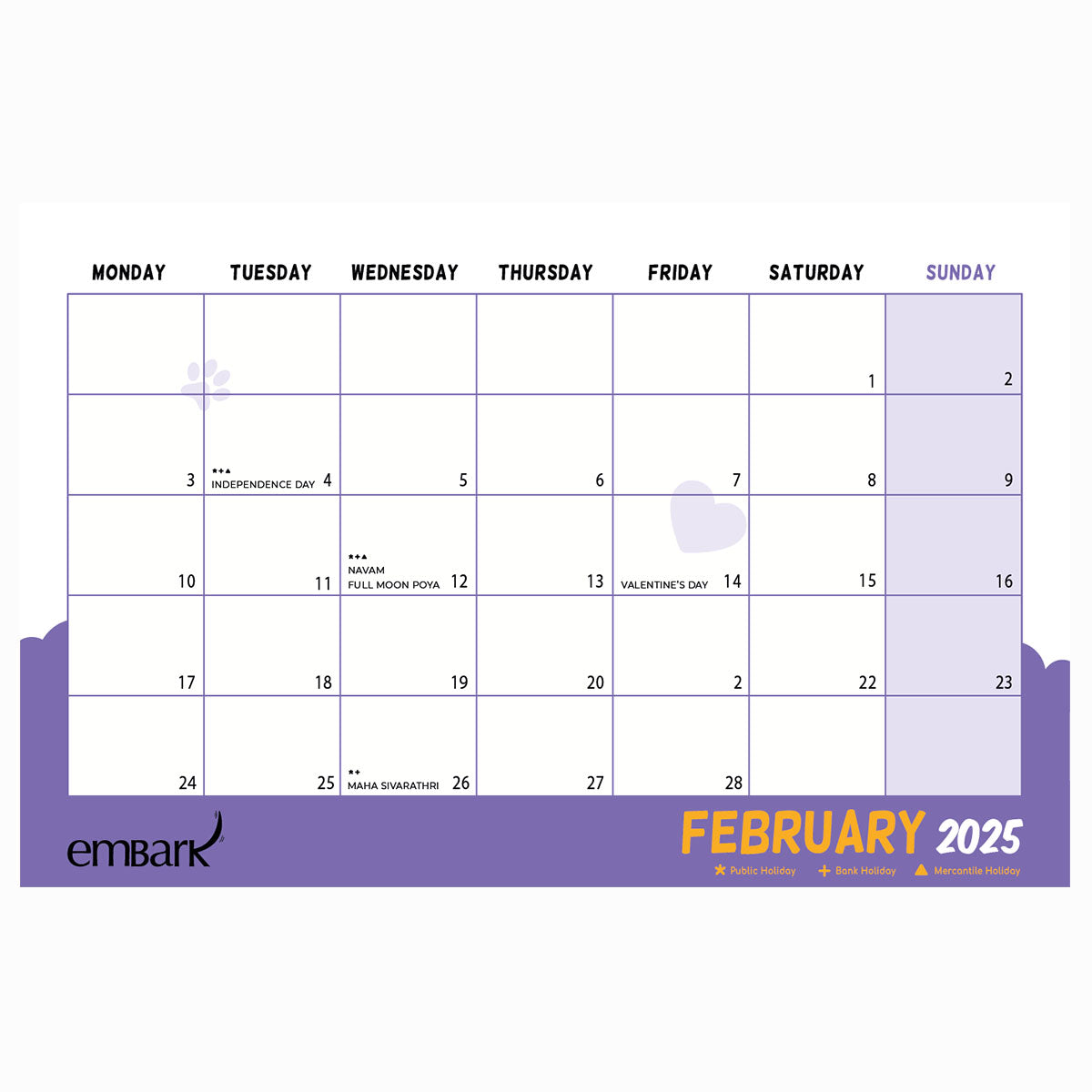 Embark Calendar 2025