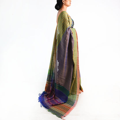 Sunlit Plaid Handloom Saree