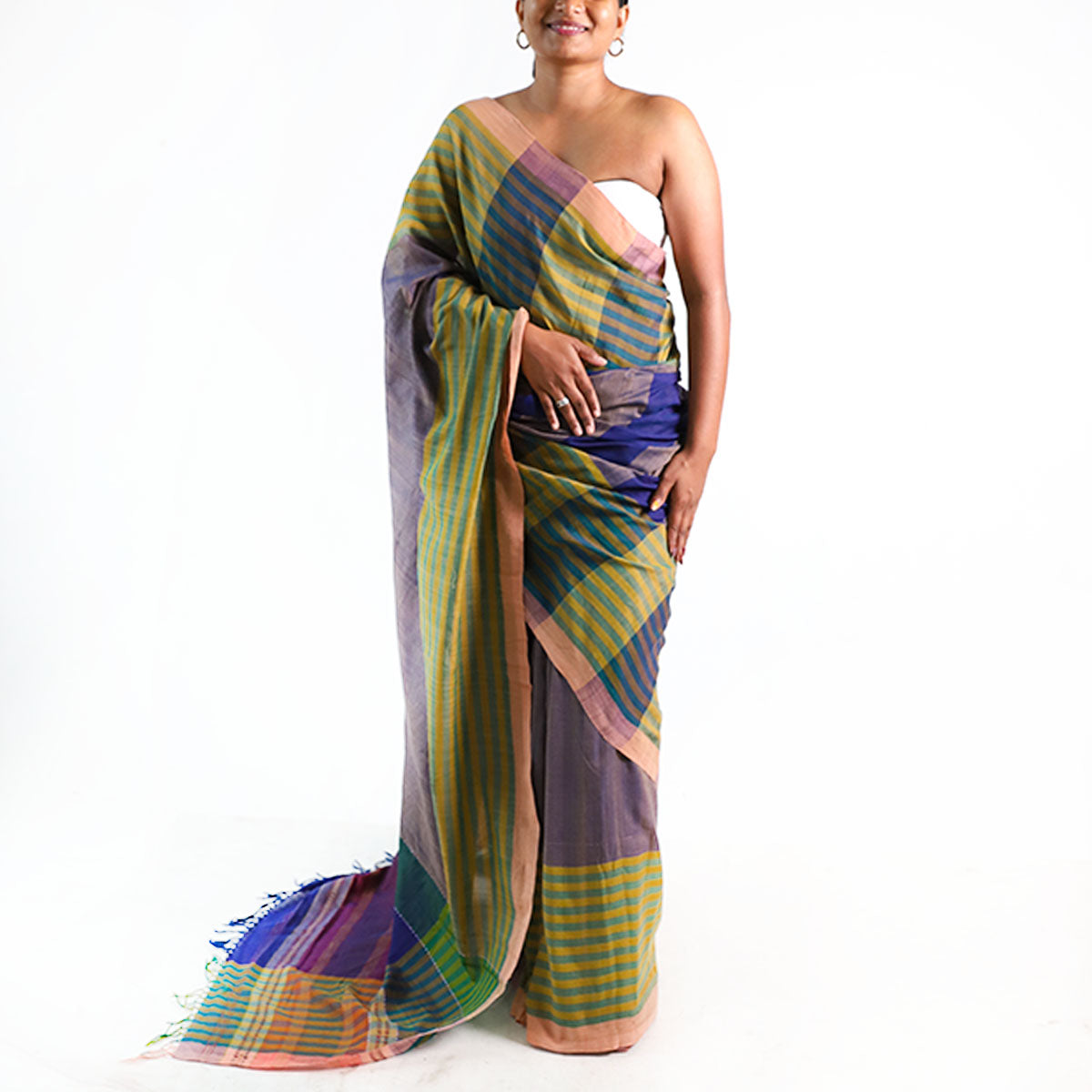 Sunlit Plaid Handloom Saree