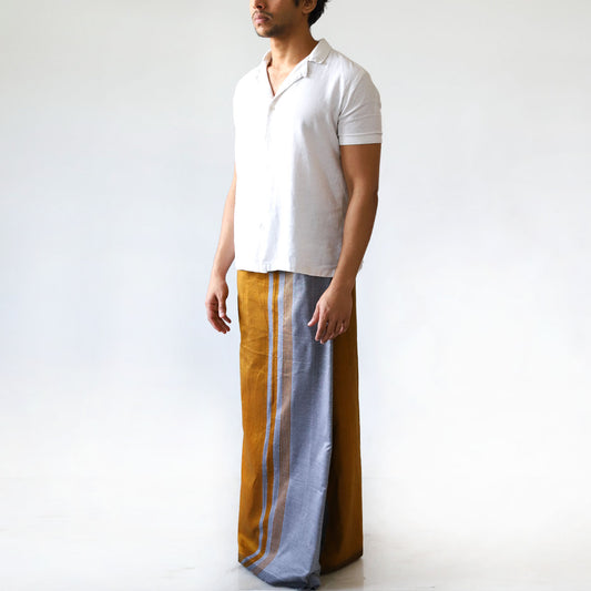 Gold and White Handloom Sarong