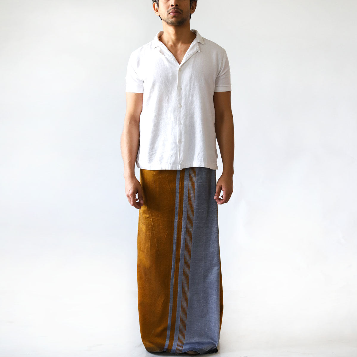 Gold and White Handloom Sarong