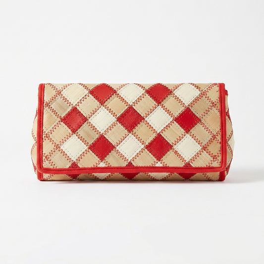 Red Checked Palmyrah Wallet