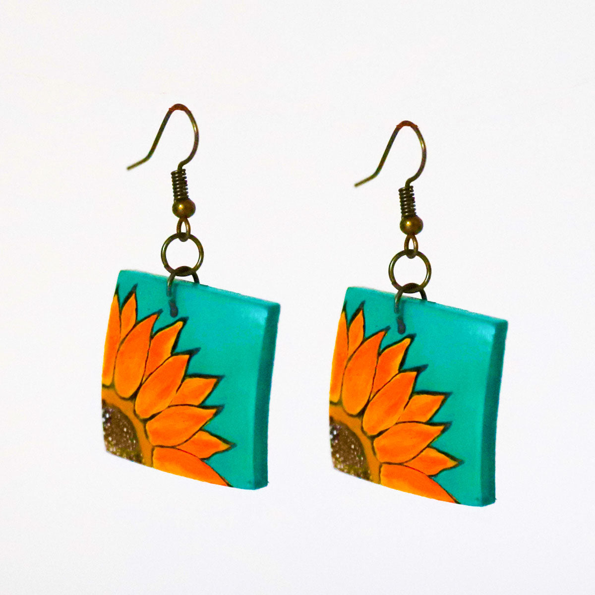 Sunflower Radiance Wooden Earring