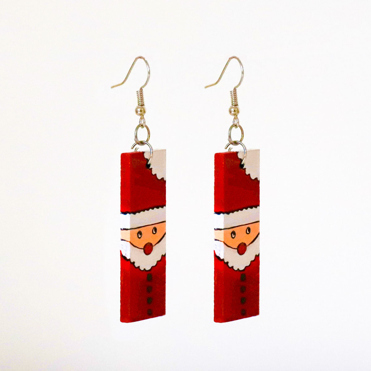 Festive Santa Wooden Earring