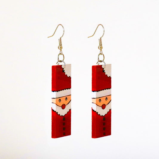 Festive Santa Wooden Earring