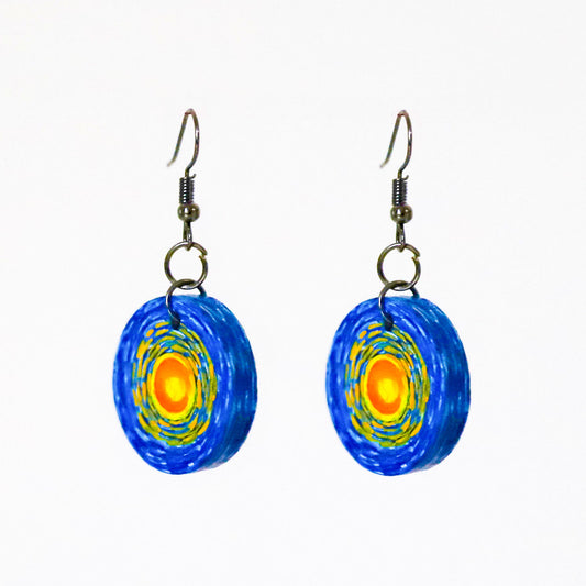 Starry Van Gogh Wooden Earring