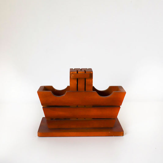 Wooden Knife Holder With Cutlery Caddy