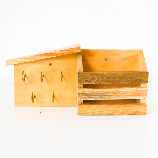 House Shaped Wooden Key Hanger &amp; Letter Holder