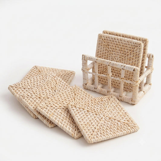 Gruha Mist Square Cane Coaster Set